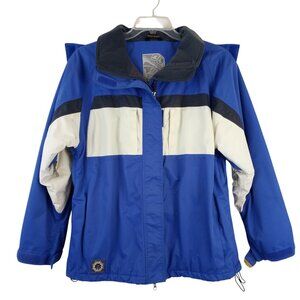 Vintage Body Glove Insulated Hooded Ski Jacket Blue White Full Zip